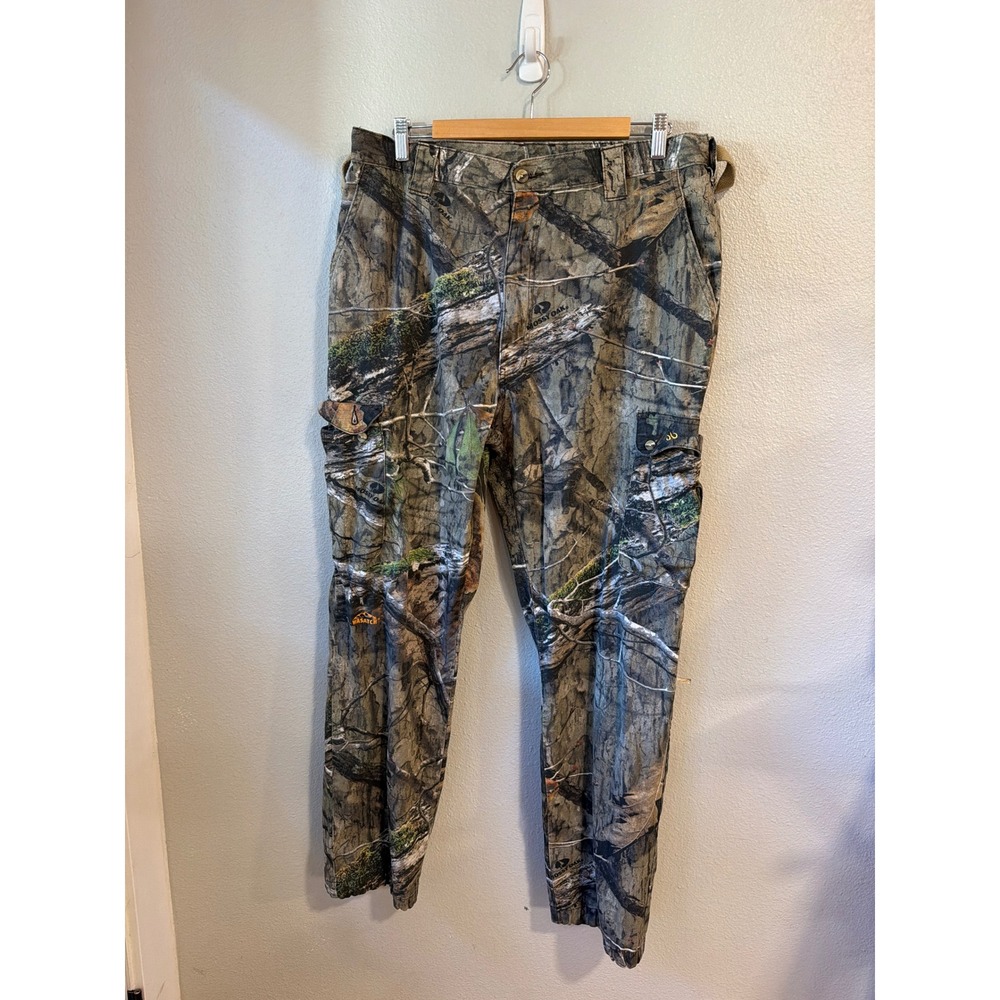 Browning Cargo Pants Mens XL Mossy Oak Camo Integrated Belt Elastic Cuffs Cotton
